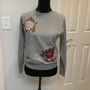 NWT Ultra Flirt Gray Sweatshirt with Floral Embroidery